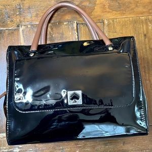 Kate Spade black patent leather shoulder bag